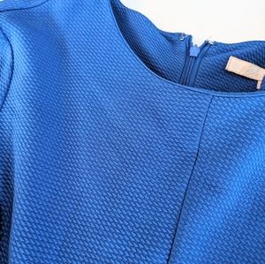 WEAR TO WORK: Bright blue a-line dress. Size L.